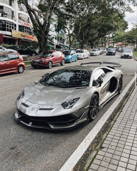 Lamborghini Aventador Super Veloce Jota painted in Grigio Antares Photo taken by: maliquesyahmi on Instagram Race Car Design, Rally Car Racing, Aventador Lamborghini, Drift Racing, Aventador Svj, Money Lifestyle, Classic Race Cars, Fast Sports Cars, Luxurious Cars