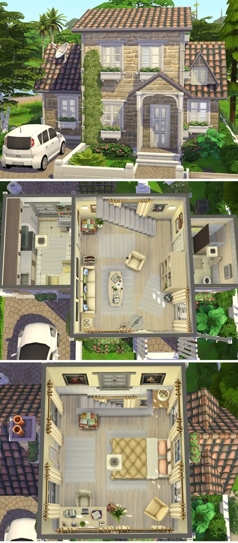 Tiny Sims 4 House Layout, Sims One Person House, Sims 3 Inspiration, Sims 4 Houses Ideas Layout Mansion, Sims 4 House Plans 4 Bedroom, Simple Sims House, Sims 4 House Ideas Layout, Sims4 Layout, Sims Small House Layout