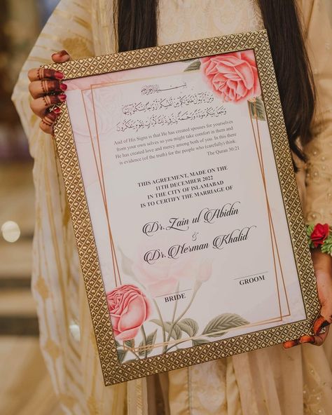 Wedding Invitation Posters, Nikah Decor, Indian Wedding Gifts, Wedding Frame Gift, Wedding Pen, Best Gift Baskets, Wedding Card Frames, Wedding Dance Songs, Wedding Certificate