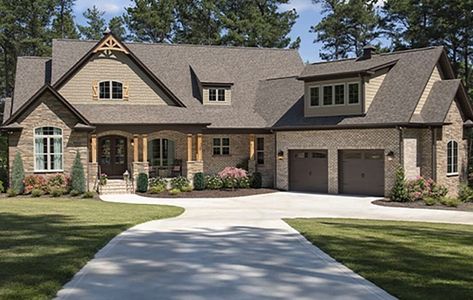 Craftsman Ranch, Craftsman Exterior, House Plans One Story, Country Craftsman, Ranch Style House Plans, Craftsman Style House Plans, Craftsman House Plan, Ranch Style Homes, Ranch House Plans