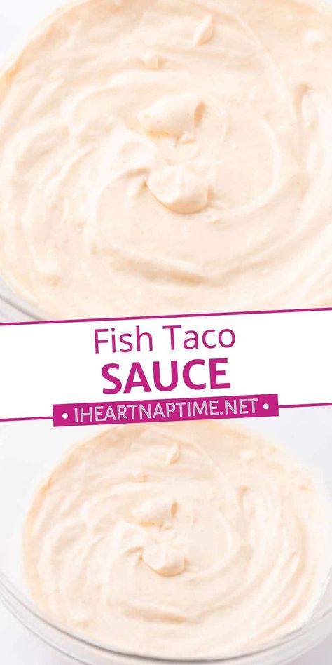 Easy to make fish taco sauce is the best way to top your fish tacos. Creamy, tangy, and with the perfect amount of spice, this smooth sauce is big on flavor and taste! Fish Taco Toppings, Taco Sauce Recipes, Fish Taco Sauce, Fish Taco, I Heart Naptime, Taco Sauce, Fish Tacos, Fish Sauce, Recipe Collection