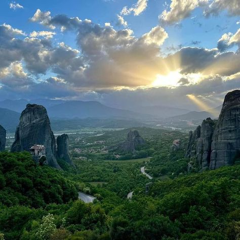 Hellenic World on Instagram: "Meteora monasteries – the miracle of Greece. Few kilometers northwest of the town of Kalabaka, the impressive rocks of Meteora are rising from the plains of Thessaly been one of the most amazing places in Greece. Many centuries ago, on these gigantic rocks with the breathtaking landscape reaching heights of more than 600 meters, it was formed one of the most important monastic communities of Greece. The Greek word Meteora means “suspended in the air” and this phrase aptly describes these remarkable Greek Orthodox monasteries.  Meteora is a great place to experience , a spectacular landscape and byzantine monasteries perched on top of steep rocks that house priceless artifacts and wall paintings. Today only six monasteries are active with a small number of monk Meteors Greece, Meteora Monasteries, Greek Landscape, Meteora Greece, Places In Greece, Wall Paintings, Greek Orthodox, Today Only, Amazing Places