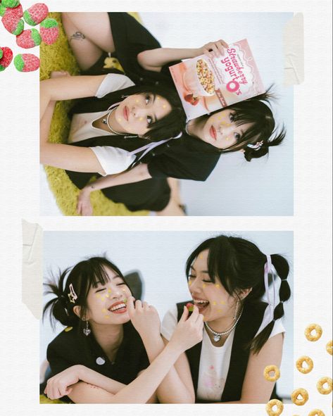 Japanese Photoshoot Aesthetic, Korean Magazine Photoshoot, Fun Duo Poses, Hairstyles Asian Girl, 3 Friends Poses Photography, Collage Design Layout, Scara Cosplay, Japanese Photoshoot, Photography Y2k