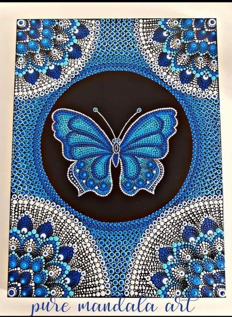 Butterfly Dot Art Painting, Butterfly Dot Painting, Dot Art Butterfly, Butterfly Mandala Design, Art Assignments, Butterfly Mandala, Butterfly Art Painting, Mandala Canvas, Stone Art Painting