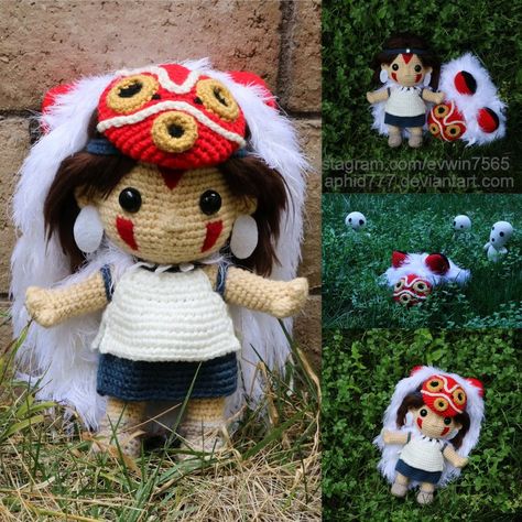 Princess Mononoke by aphid777 Eeyore Pictures, Pikachu Crochet, Pokemon Crochet Pattern, Halloween Crochet Patterns, Princess Mononoke, Crochet Fall, Plush Pattern, Halloween Crochet, 2 Months