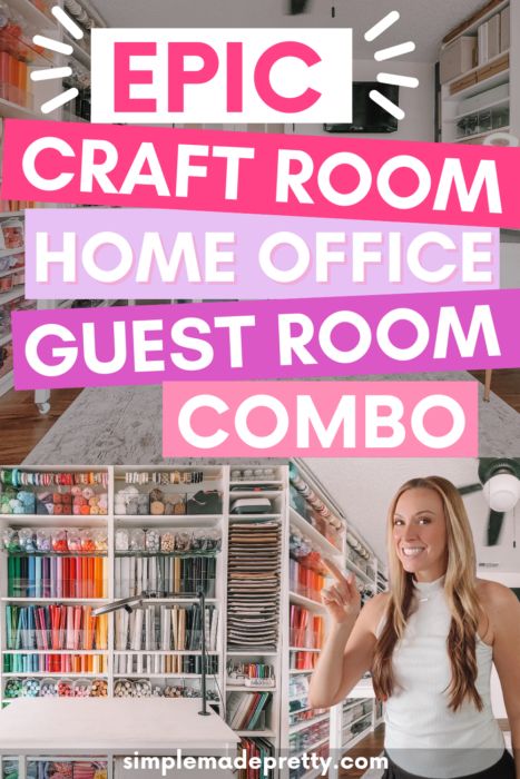 diy home office on a budget small spaces, diy home office on a budget small spaces storage ideas, diy home office on a budget small spaces desks, craft room layout ideas, craft room layout ideas floorplans, craft room layout ideas small, craft room layout ideas work stations, craft room layout ideas cricut, craft room layout ideas ikea, craft room office, craft room office combo Office Room Organization Ideas, Home Craft Space, Loft Craft Room Ideas Upstairs, Craft And Makeup Room, Shelving For Craft Room, Sewing Room In Bedroom, Container Store Craft Room, Art Room Office Combo, Ikea Office Craft Room Combo