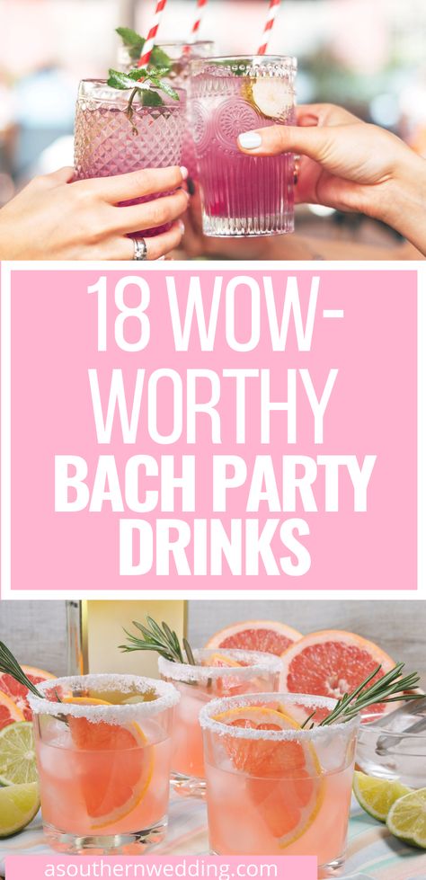 Easy Bachelorette Party Drinks, Bachelorette Drinks Ideas, Bachelorette Party Brunch Ideas, Bachelorette Welcome Drinks, Bachlorette Party Drinks Recipes, Signature Party Drinks Alcohol, Signature Drinks For Bachelorette Party, Drinks Bachelorette Party, Bachelorette Mixed Drinks