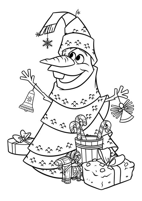 Olaf Christmas Tree Coloring Page Modele Zentangle, Free Disney Coloring Pages, Grinch Coloring Pages, Elsa Coloring, Elsa Coloring Pages, Frozen Coloring Pages, Cartoon Christmas Tree, Christmas Coloring Sheets, Frozen Christmas