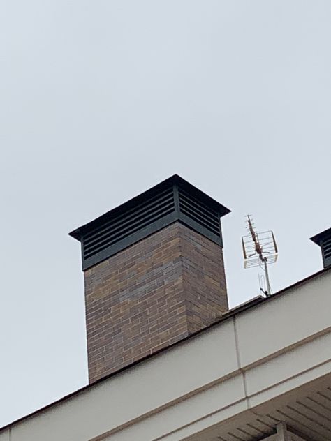 Modern Chimney Cap, Chimney Caps Ideas, Chimney Caps, Chimney Design, Roof Vent, Residential Building Design, Chimney Cap, Bear Creek, Roof Vents