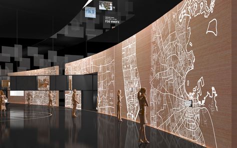 City Trajectory on Behance Museum Interactive, Museum Exhibition Design Display, Memorial Architecture, Experiential Graphic Design, Museum Interior, Museum Exhibition Design, Interactive Museum, Interactive Exhibition, Interactive Walls