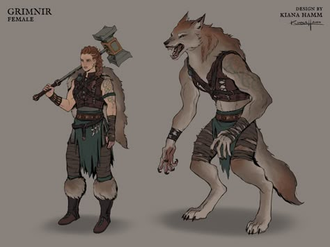 Dnd Werewolf Character Art, Dnd Werewolf Female, Under The Sea Concept Art, Dnd Werewolf Character, Female Werewolf Character Design, Female Werewolf Art, Dnd Werewolf, Viking Werewolf, Twitter Concepts