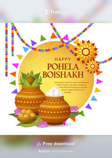 Poila Boishakh Creative, Poila Boishakh, Pohela Boishakh, Bengali New Year, New Year Illustration, Clay Ideas, Holiday Festival, Creative Ideas, Graphic Resources