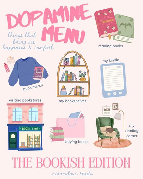 my dopamine menu 💐📖🎀 i’ve seen this trend going around and knew it had to put something together for it🥹💓 there’s A LOT of stuff on my dopamine menu but it was so hard to pick just a few- so many things make me so happy and for that i am extremely lucky🫶🏻✨ -> what things are on your dopamine menu?? 💐💫📖 #bookishpost #bookishaesthetic #readingaesthetic #bookstagrammers #cozyaesthetic #favorites #graphicdesign Dopamine Journal, Dopamine Menu Ideas, Never Trust Anyone, Random Products, Personal Journal, Book Things, Cozy Aesthetic, Reading Corner, Menu Ideas