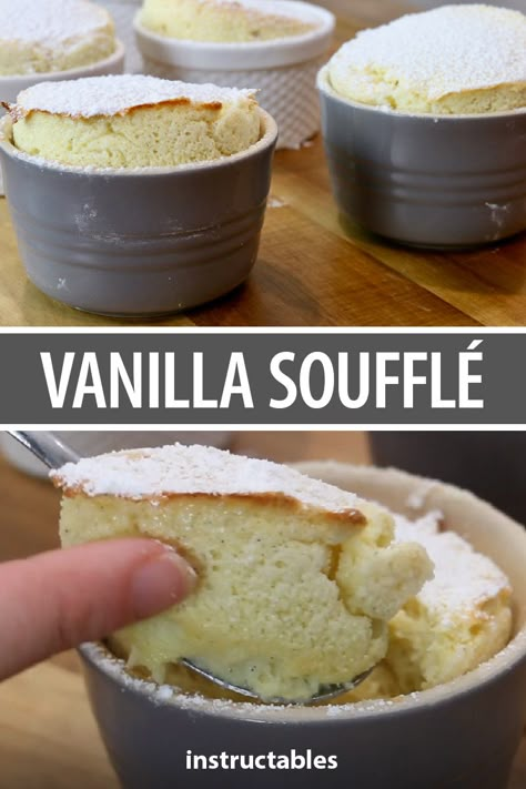 Souffle Recipes Vanilla, White Chocolate Souffle, Individual Souffle Recipes, Dessert Souffle Recipes, Savory Souffle Recipes, Easy Souffle Recipes, Souffle Recipes Dessert, Souflee Recipes Dessert, Ramekin Recipes Dinner