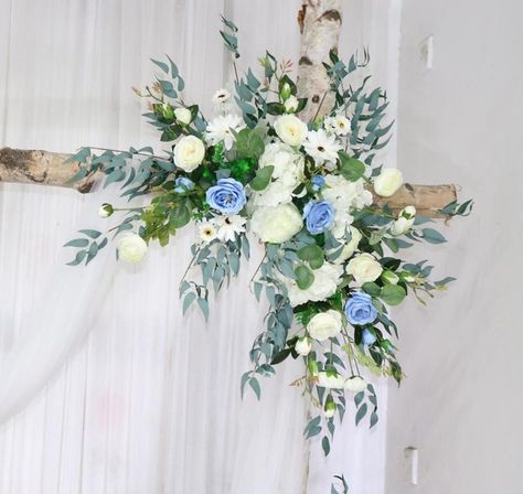 Dusty Blue and White Rose Greenery Wedding Archway Flower | Etsy Periwinkle Wedding, Blue Green Wedding, Wedding Archway, Wedding Arch Flowers, Large Wedding, Arch Flowers, Vintage Ideas, Dusty Blue Weddings, Theme Color