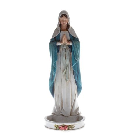 Statue of Mary, my mom has had one like this as long as I can remember that she wraps her rosary around that I love. It is a  beautiful decoration and reminder of love. Rosary Holder, Virgin Mary Rosary, Saint Antony, Blessed Mother Statue, Character Statue, Virgin Mary Statue, Mary Statue, Our Lady Of Lourdes, Lady Of Lourdes