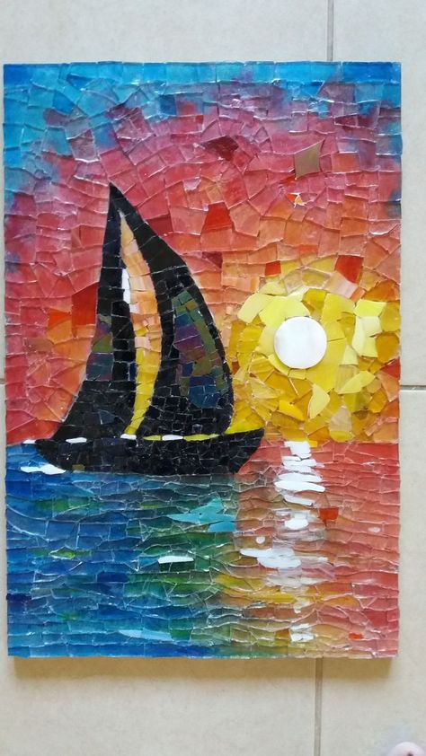 Mosaic Art Diy, Paper Mosaic, Afrique Art, Mosaic Garden Art, Mosaic Art Projects, Mosaic Tile Art, Collage Art Projects, Glass Mosaics, Paper Collage Art