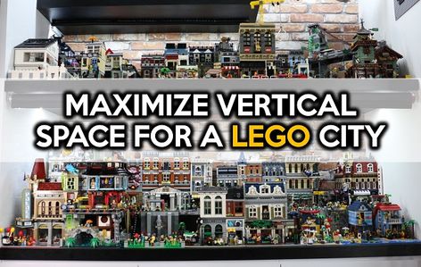 Lego City Display, Lego City Space, Lego Winter Village, Lego Village, Lego Winter, Vertical City, Lego City Sets, Lego Display, Lego Table