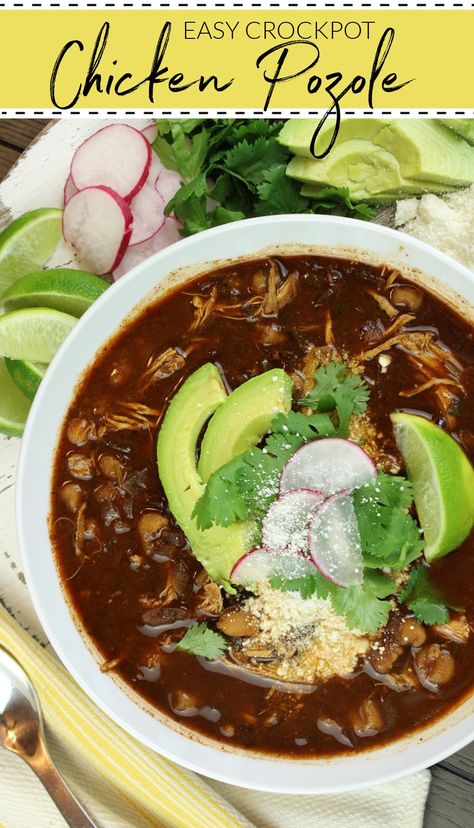 Easy Crockpot Chicken Pozole Easy Pozole Recipe Chicken Crock Pot, Crockpot Chicken Pozole, Easy Pozole Recipe, Posole Recipe Chicken, Chicken Pozole Recipe, Chicken Pozole, Posole Recipe, Thm Meals, Thm Fp