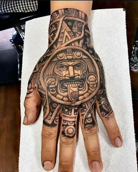 With Meaning Tattoo, Tattoos With Deep Meaning, Tattoo Designs With Meaning, Aztec Tattoos Sleeve, Herren Hand Tattoos, Designs With Meaning, Mexico Tattoo, Mayan Tattoos, Aztec Tattoos