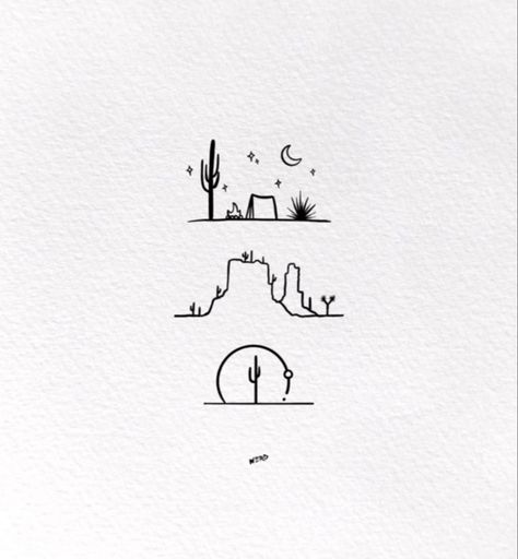 Desert And Ocean Tattoo, Arizona Stamp Tattoo, Monument Valley Tattoo, Small Arizona Tattoo, Desert Landscape Tattoo, Arizona Tattoo Ideas, Tucson Tattoo, Joshua Tree Tattoo, Cool Nature Tattoos