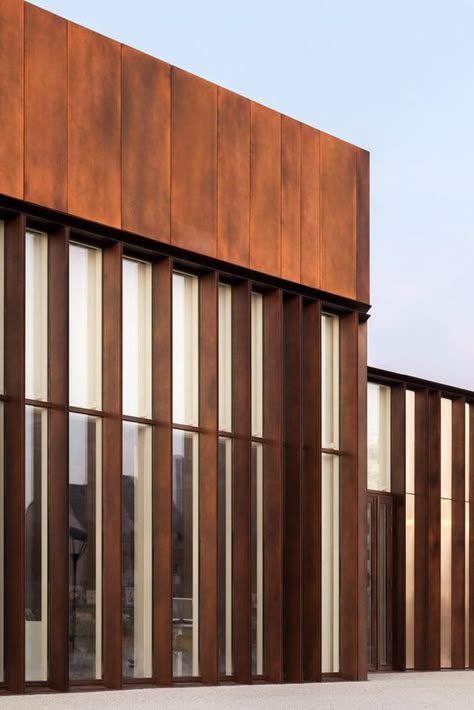 Corten Facade, Corten Steel Facade, Texture Architecture, Arch Facade, Steel Architecture, Metal Facade, Facade Material, Facade Architecture Design, Albert Schweitzer