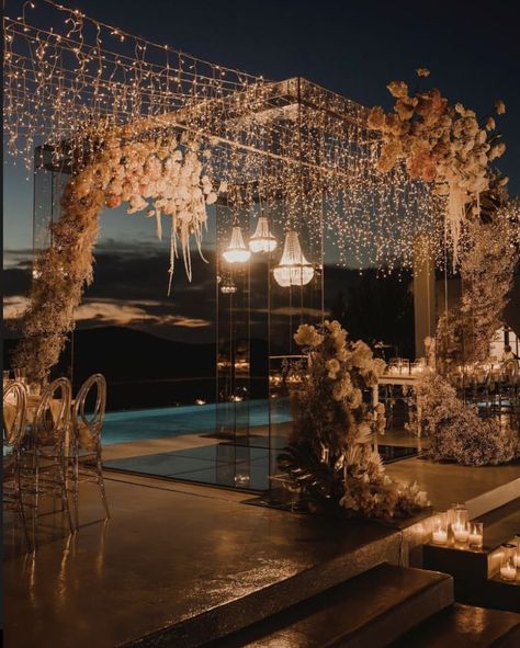 Destination Nikkah, Pool Wedding Decorations, Dream Wedding Reception, Yacht Wedding, Dream Wedding Decorations, Mandap Decor, Wedding Planning Decor, Umbrella Wedding, Arab Wedding