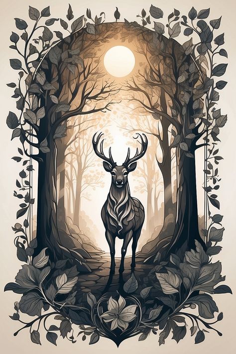 Deer In Forest Tattoo, Fantasy Forest Tattoo, Forrest Tattoo Designs Women, Woodland Tattoo Sleeve, Enchanted Forest Tattoo, Tattoo Designs Dark, Tattoo Designs Realistic, Dark Forest Tattoo, Tattoo Designs Women