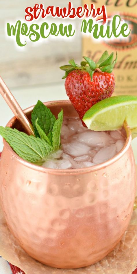 How To Make A Moscow Mule, Huckleberry Moscow Mule Recipe, Strawberry Mule Recipe, Strawberry Moscow Mule Recipe, Flavored Moscow Mule Recipe, Moscow Mule Pitcher Recipe, Berry Moscow Mule, Mule Drink Recipes, Spicy Mule