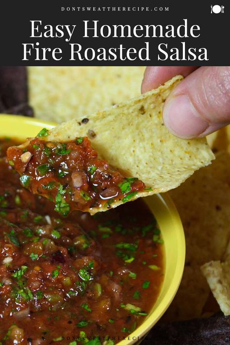 Salsa Food Processor, Hot Salsa Recipe, Fire Roasted Salsa Recipe, Oven Roasted Salsa, Homemade Roasted Salsa, Smoked Salsa Recipe, Roasted Salsa Verde Recipe, Hot Salsa Recipes, Roasted Salsa Recipe