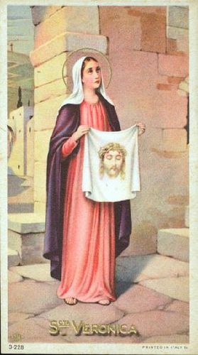 Veronica - Holy card / Image pieuse / Heiligenbild | Flickr - Photo Sharing! Saint Veronica, Veil Of Veronica, Saint Costume, St Veronica, Frog Brooch, Vintage Holy Cards, Religious Pictures, Christian Images, Catholic Images