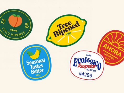 Fruit Stickers, Fruit Labels, Fruit Logo, Sticker Design Inspiration, Juice Branding, Digital Designer, Brand Stickers, Fruit Design, Badge Design