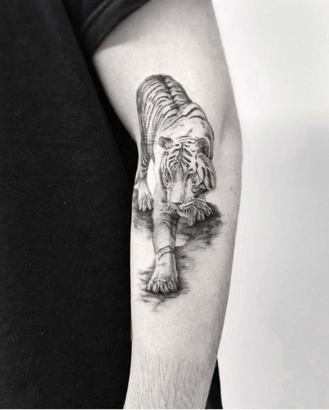 Geometric Tiger Tattoo, Tiger Tattoo Thigh, Tiger And Lion, Drake Tattoos, Tiger Eyes Tattoo, Tattoo Band, Piercings Ideas, Lion Tattoos, Tattoo Shading