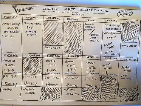 Building A Schedule, Full Time Artist Schedule, Full Time Artist Life, Goal Visualization, Artist Schedule, Artist Resources, Daily Routine Schedule, Painting Station, Encouraging Art