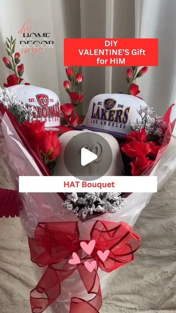 Diy Men Valentines Gifts, Diy Father’s Day Bouquet, Men’s Valentines Gifts Diy, Boys Valentines Basket Ideas, Mens Valentines Day Gifts Basket, Valentines Gift For Hubby, Hat Bouquet For Boyfriend, Bouquet For Men, Hat Bouquet