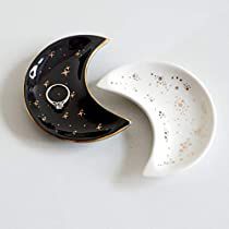 Ceramic Moon, Ceramic Trinket Dish, Ceramic Jewelry Dish, Crescent Moon Jewelry, Accent Tray, Cerámica Ideas, Geek Decor, Tanah Liat, Moon Shape