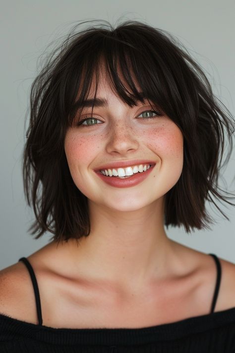 47 Chic Short Hairstyles with Bangs for Every Face Shape Wispy Bangstyle Hair Short, Bangs With Short Straight Hair, Womens Short Hair With Bangs, Short Haircuts For Girls Teens, Short Summer Haircuts For Women, Straight Short Hair With Bangs, Short Hair With Bangs For Round Faces, Style Short Hair With Bangs, Short Hair Cuts With Bangs