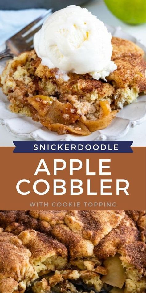 Cookie Crumble Topping, Snickerdoodle Apple Cobbler, Snickerdoodle Cobbler, Snickerdoodle Desserts, Homemade Apple Cobbler, Easy Apple Cobbler, Gooey Desserts, Sweets Board, Apples Recipes