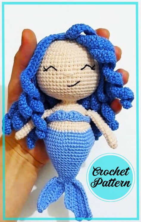 Mermaid Crochet Pattern Free, Mermaid Crochet Pattern, Crochet Mermaid, Mermaid Pattern, Crochet Amigurumi Free Patterns, Mermaid Dolls, Crochet Amigurumi Free, Amigurumi Free, Crochet Toys Patterns