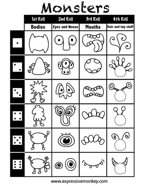 monsters. Draw A Monster, Art Handouts, Monster Drawing, Art Worksheets, Game For Kids, Learn How To Draw, Art Classroom, Elementary Art, Teaching Art