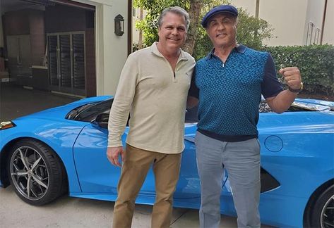 [PICS] Sylvester Stallone Buys a Rapid Blue 2021 Corvette Convertible - Corvette: Sales, News & Lifestyle 2021 Corvette, C8 Corvette, Celebrity Cars, Red Corvette, Chevrolet Corvette Stingray, Corvette Convertible, Old Hollywood Stars, Barrett Jackson, Corvette Stingray