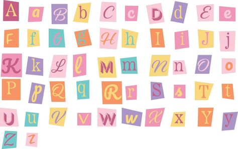 Clipping alphabet in y2k style. Social media, web design. Poster, banner, greeting card. Vector illustration Scrapbook Social Media Design, Y2k Decorations, Web Design Poster, Letras Cool, Website Aesthetic, Retro Alphabet, The Letter B, Scrapbook Printing, Aesthetic Letters