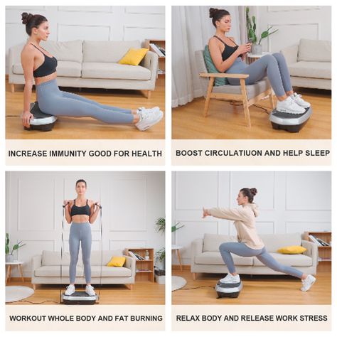 Power Plate Workout, Curvy Girl Workout, Plate Exercise, Plate Workout, Plate Exercises, Shoulder Yoga, Equipment Exercises, Exercise Back, Vibration Plate Exercises