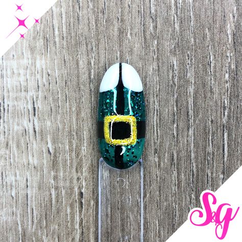 Christmas Elf Nail Art, Elf Movie Nails, Buddy The Elf Nails, Elf Nails Designs, Green Glitter Christmas Nails, Glitter Nails Green, Elf Nails, Glitter Christmas Nails, Elf Suit