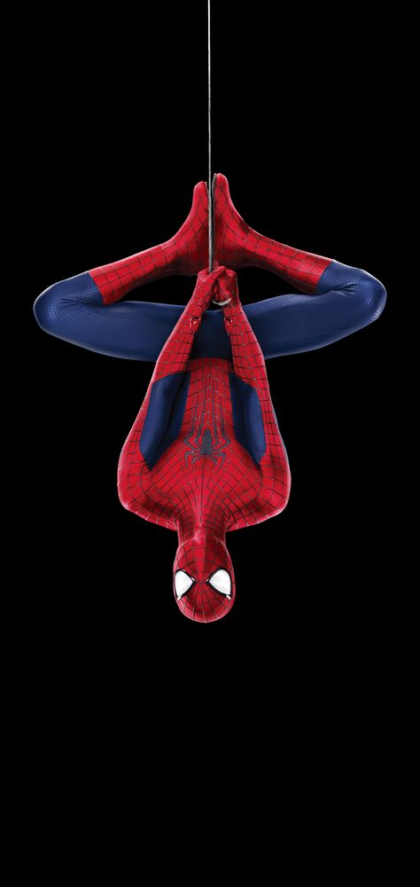 Spider-Man oled wallpaper phone Spider Man Hanging Upside Down, Hanging Spiderman, Spiderman Upside Down, Red Punch, Camera Wallpaper, Hanging Upside Down, Western Wallpaper Iphone, Cool Car Drawings, Black Backdrop