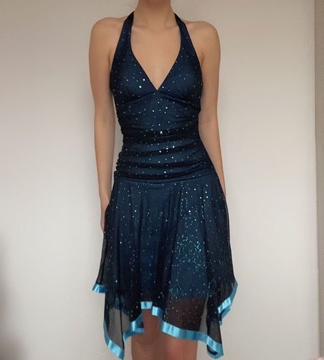 Vintage Prom Dress Short, Blue Fantasy Dress Short, 90s Prom Dresses Short, Thrifted Homecoming Dress, Aesthetic Short Dress Formal, 90s Dress Short, 2000s Short Dress, 90s Formal Dress Short, Short 90s Dress