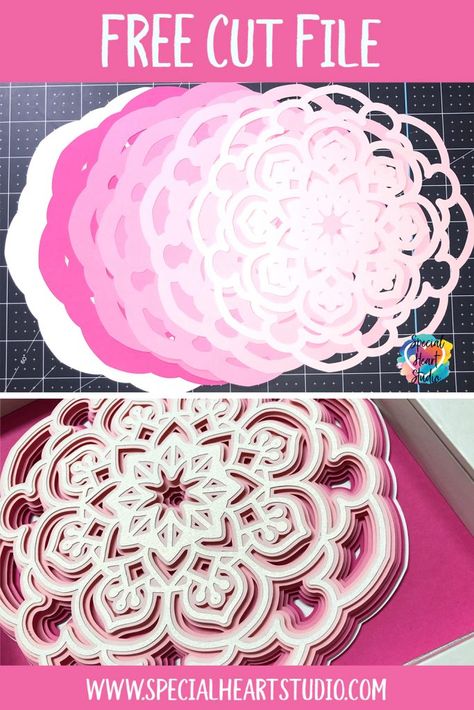 Mandala Cake, Cricut Mandala, Cardstock Projects, Projet Cricut, Circuit Maker, Layered Cards, Garden Unit, Sunflower Mandala, Layered Mandala