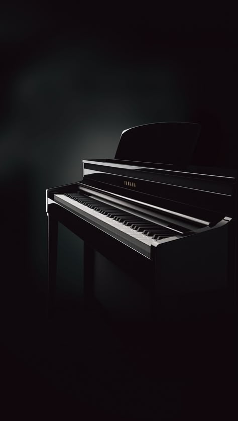 Clavinova CLP-480 digital piano in polished ebony finish. Panel Reveal Key Cover hides the operating panel for a more natural acoustic piano look. Piano Background, Piano Wallpaper, Matte Black Piano, Piano Black And White, Piano Black Aesthetic, Piano Photography, Music Theory Piano, Black Grand Piano, Black Piano