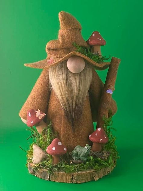 Duane D. King Fall Gnomes, Diy Gnomes, Gnomes Crafts, The Frog, Toad, Needle Felting, Old Things, Felt, Animals