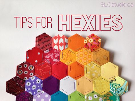 Tips for Hexies Hexies Projects English Paper Piecing, Hexagon Printable, Cricut Quilting, Hex Quilts, Hexi Quilt, Hexie Projects, Hexagon Quilting, Hexie Patterns, Scrap Basket